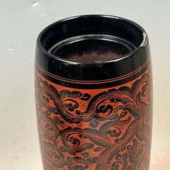 33 讃岐漆芸 蒟醤塗 きんま 花器 花生 花入 漆塗り 漆器 アンティーク製品の画像