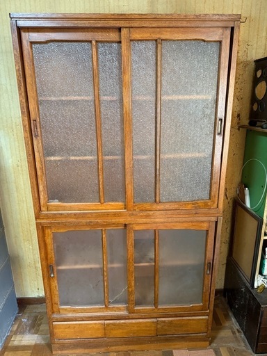 【GO-1072】食器棚 水屋 収納棚 キャビネット 昭和レトロ 古道具