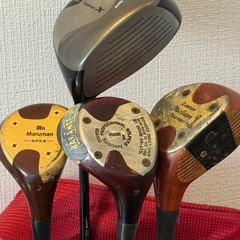 【レトロ×実用◎】木製ドライバー付き⛳️ゴルフクラブ一式＋シューズ＋ボールなどフルセット✨1万7千円🎁の画像
