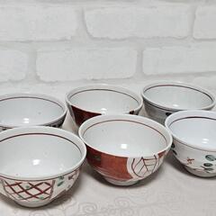 【✨未使用】美濃焼手描き茶碗６客、おしぼり＆トレー12個セットの画像