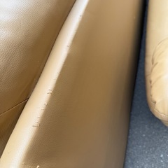 新入荷！3人掛けソフトレザー調ソファ　キャメルの画像