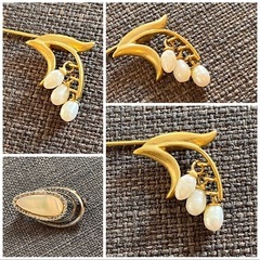 ブローチ 真珠 パール 白蝶貝 お花 すずらんの画像