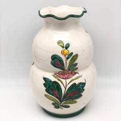 ss7629 イタリア製 花瓶 高さ35cm 陶器 ヴィンテージ ハンドメイト 絵付け イタリー製 ITALY製 焼き物 花器 アンティーク 花瓶 中古の画像