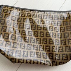 ヴィンテージ◆FENDI フェンディ PVC×レザー ズッカ ズッキーノ クラッチ セカンド バッグ ブラウンの画像
