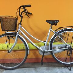 《レンタサイクル店使用　自転車整備士整備済み！》NO184　中古車　26インチ　シティサイクル 　シルバーの画像