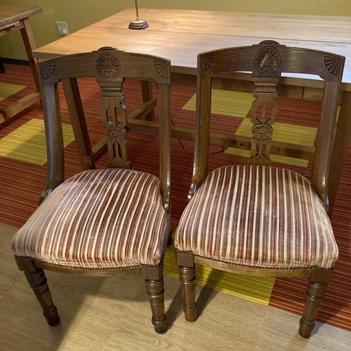 アンティークチェア2脚(縞)