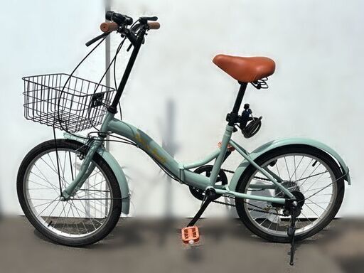 【自社配送は札幌市内限定】折りたたみ自転車 20インチ 6段変速 ライトブルー系 動作OK 中古【USED】