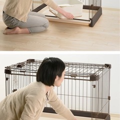 リッチェル サークル ケージ 90x60cm 高さ60cm 犬小屋 ペットサークル ペットケージ ゲージ 犬サークル 犬ケージ もっとお掃除簡単サークル 90-60 屋根面別売り 本体のみ Richellの画像