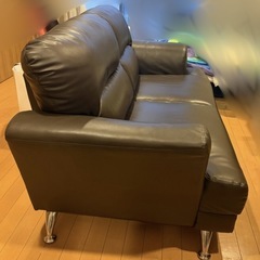 【募集停止中
】二人掛けソファー　ダークブラウン　革製の画像