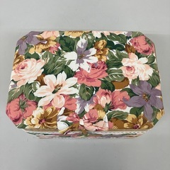 stp-3304 花柄　バスケット　持ち手付き　かご　カゴ　籠　小物入れ　取手付き　持ち運び　　小物収納　収納ボックス　収納カゴ　かわいい　の画像