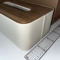 【ほぼ新品】ティッシュボックスケース PUレザー 木目調　※ヤフオク出品中の画像