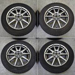 ≪zyt2334ジ限≫ スタッドレスタイヤ付きアルミホイール 4本セット 現状品  DUNLOP WINTER MAXX WM02 215/60R17 96Q 2020年48週 冬タイヤ V-EMOTION 17インチ 7J 5穴 PCD100 70711-04の画像