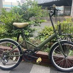 🔵中古車🔵 折畳自転車　前後タイヤ新品✨　20インチ　便利なかご付き✨　中古自転車　点検調整永久無料✨　整備済み　西宮市の画像