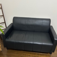 2人掛けソファー　ブラックの画像