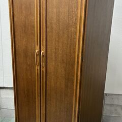 起立木工 木製 ワードローブ 天然木（ナラ材） 大型 洋タンス 全国家具工業連合会 幅90cm×奥行54cm×高さ180cm の画像