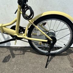 【自社配送は札幌市内限定】折りたたみ自転車 20インチ 6段変速 イエロー系 動作OK 中古【USED】の画像