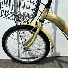 【自社配送は札幌市内限定】折りたたみ自転車 20インチ 6段変速 イエロー系 動作OK 中古【USED】の画像