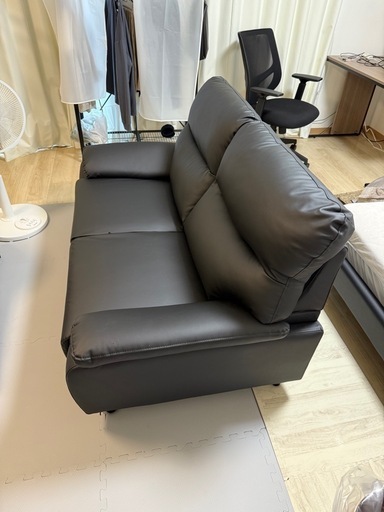 ニトリ　傷・汚れに強い合成皮革 2人用ソファ( MK02KD Nシールド BK)