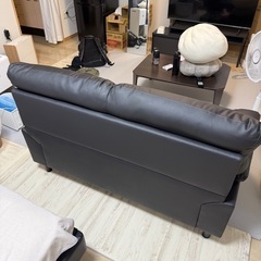 ニトリ　傷・汚れに強い合成皮革 2人用ソファ( MK02KD Nシールド BK)の画像
