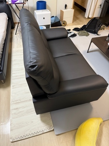 ニトリ　傷・汚れに強い合成皮革 2人用ソファ( MK02KD Nシールド BK)
