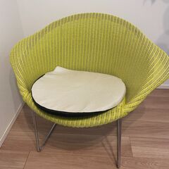 【値下げ！】ラタン風チェア（ライムイエロー／幅80cm）おしゃれの画像