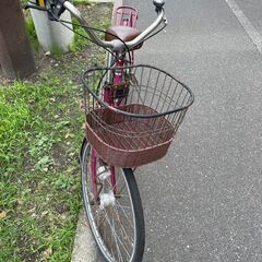 自転車　No.358　パープル　26インチ　LEDオートライト　6段切り替え※6速に入りづらい　【リサイクルショップどりーむ荒田店】の画像
