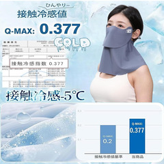 😷【新品未使用】夏用冷感フェイスカバー UVカットUPF50+ 洗えるマスク アゴ出ない設計 自転車 通勤 日焼け対策 男女兼用 グレーの画像