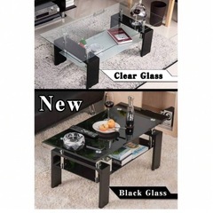 コーヒーテーブル ブラックガラス 未組み立ての画像