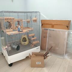 チンチラ・うさぎ・ハムスター等小動物ケージ　飼育セット　数回使用の画像
