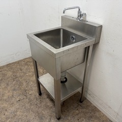 ステンレス　業務用　1層シンク流し台　蛇口付き　厨房　飲食店　W４５０ｘD４５０ｘH８００ｍｍの画像