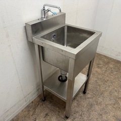 ステンレス　業務用　1層シンク流し台　蛇口付き　厨房　飲食店　W４５０ｘD４５０ｘH８００ｍｍの画像