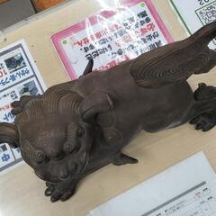 ●獅子 狛犬 置物 刻印 陶峰作　魔除け 守護の役割 昭和レトロ アンティーク オブジェ 骨董の画像
