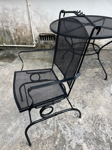 3点セット‼️テラステーブルテラスチェア?スチールメッシュテーブル☕️チェアイス机椅子セット屋外ガーデンアウトドアガーデンテーブルガー
