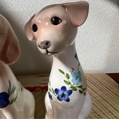 アンティーク陶器犬の置物セットの画像