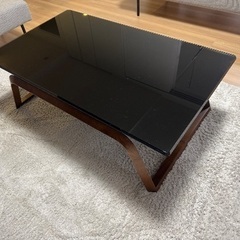 大塚家具　黒ガラステーブルの画像