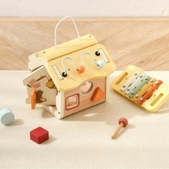 知育 木製 はめ込みパズルセット　赤ちゃん用ミラー付き　誕生日　プレゼントの画像