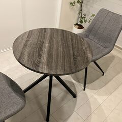 【美品】カフェテーブル & 回転チェア 3点セット グレーの画像