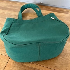 【ハンドメイド】帆布トートバッグ 縦なが ボトルグリーン 新品未使用0717の画像