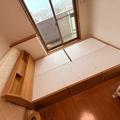 大塚家具 セミダブルベッド 収納付き ヘッドボード棚付き ナチュ...