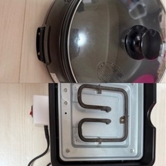 【２つセット】ミニホットプレート 3WAY 平・波型・たこ焼き 一人用　二人用、山善グリル鍋の画像
