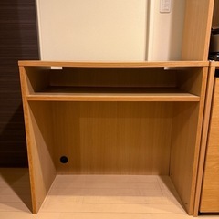 無印　木製シェルフ　ゴミ箱収納の棚　の画像