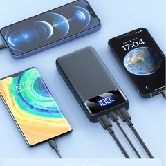 【新品未使用】① 【40000mAh超大容量】モバイルバッテリー 大容量 軽量 Type-C出入力 残量表示 3台同時充電  PD/QC3.0対応 iPhone/Android全機種対応 携帯充電器 スマホ充電器 モバ充 PSE認証済 電熱ベスト バッテリー 旅行/出張/停電/地震の画像
