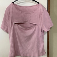 未使用新品　セクシー　XLバストジッパーTシャツ カットソー ピンク　韓国系の画像