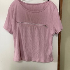 未使用新品　セクシー　XLバストジッパーTシャツ カットソー ピンク　韓国系の画像