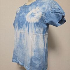 Tシャツ 絞り染め 150cm 水色 トップス レディース キッズ 手染めの画像