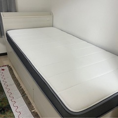 収納付きシングルベッド+マットレスの画像