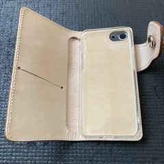 iPhone SE/8/7　レザーケース　ターコイズ　コンチョ　タンロー　ヌメ革の画像