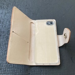 iPhone SE/8/7　レザーケース　ターコイズ　コンチョ　タンロー　ヌメ革の画像