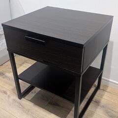 イケア IKEA TRYSIL トリスィル ベッドサイドテーブル, ダークブラウン, ブラック45x40 cmの画像