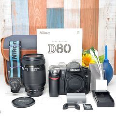 【全国送料無料】 Nikon D80✨ショット数わずか！ カメラバッグ付き 望遠 レンズセット ズームセット✨ 届いたらすぐに使えます✨ ニコンの画像